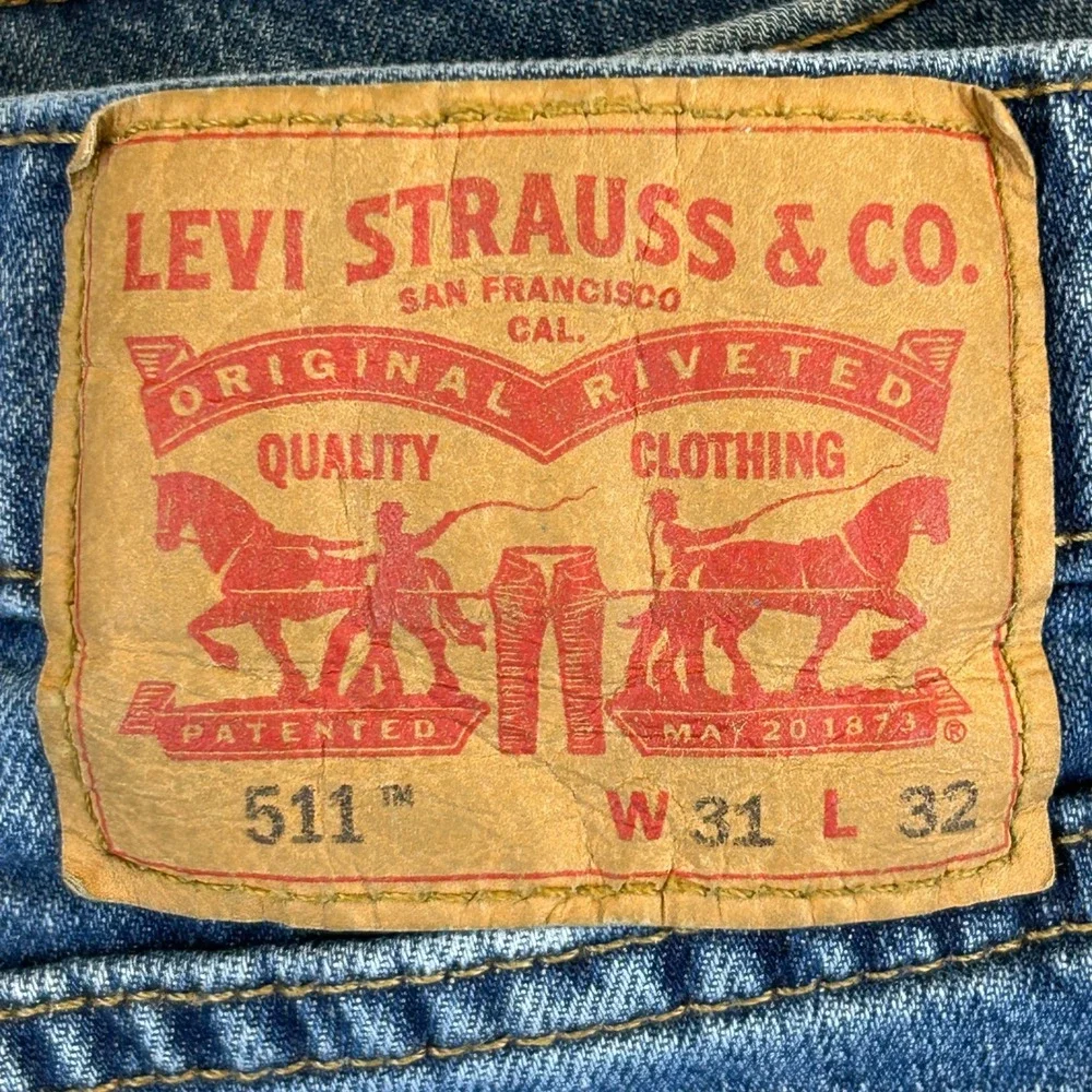 Levis 511 Jeans Mens 31x32 (30x30) Blue Medium Wash Denim Slim Fit Stretch